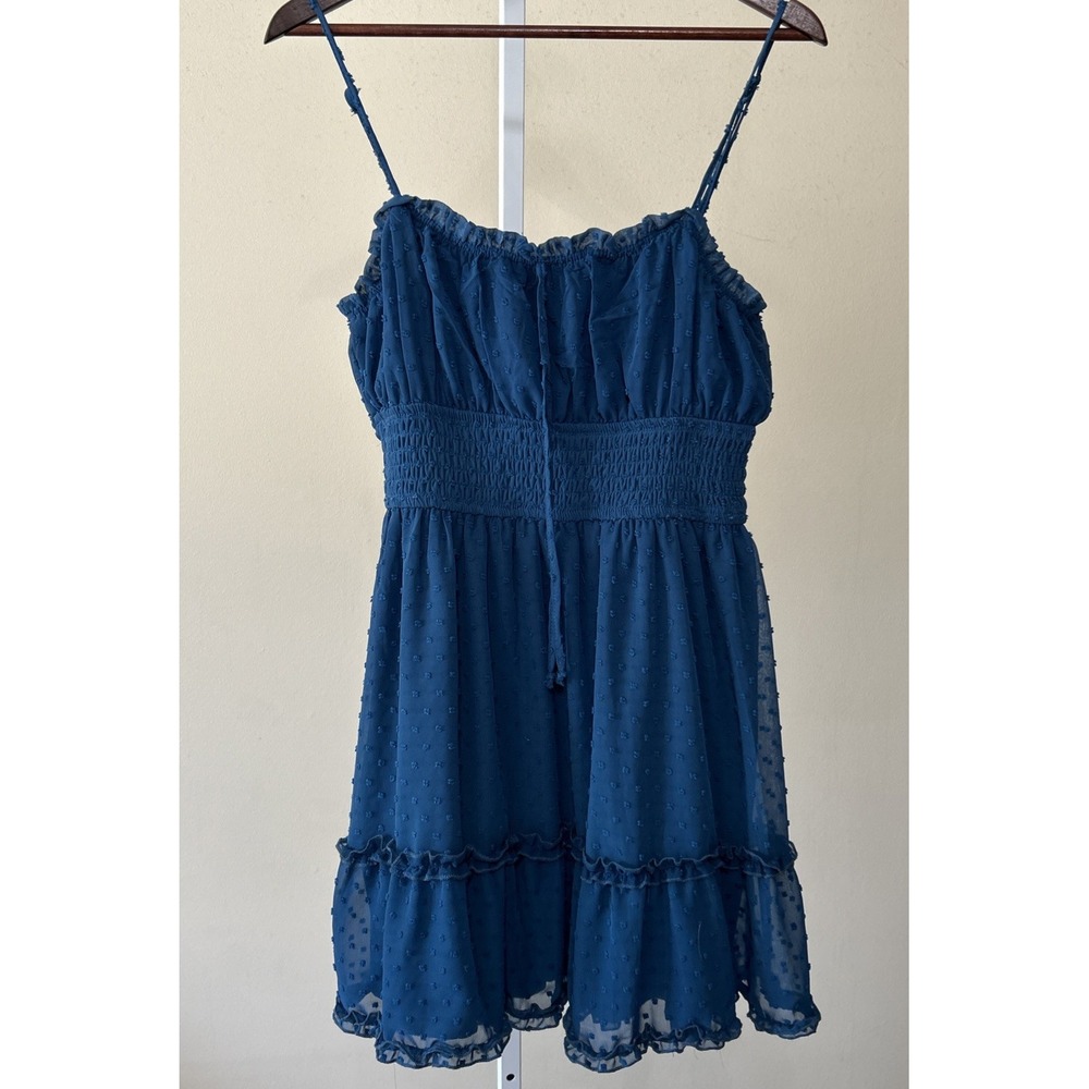 Trixxi Francesca's Ezra Clip Dot Mini Babydoll Dress Teal‎ Size Large Y2K - Picture 2 of 7